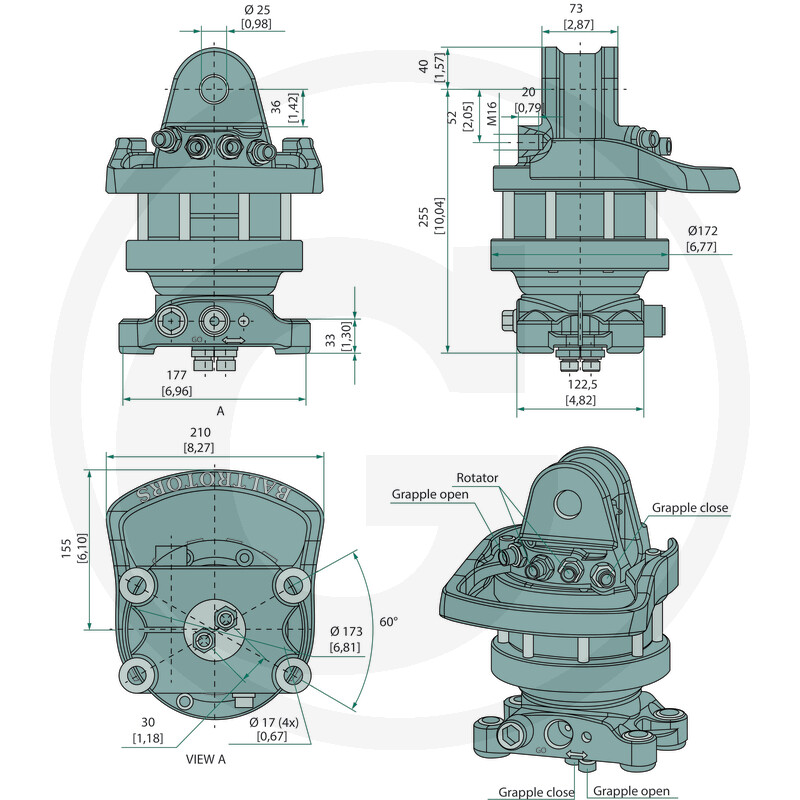 BALTROTORS Rotator GR46-3 pendelnd Flanschplatte – Bild 3